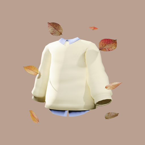 Ivory Shirt Collar Sweatshirt